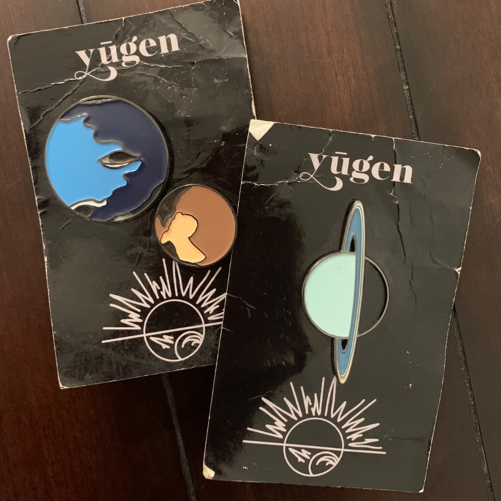 Set of 3 Planet Pins Uranus Neptune Pluto Enamel Pins Laura Beacham Yugen New